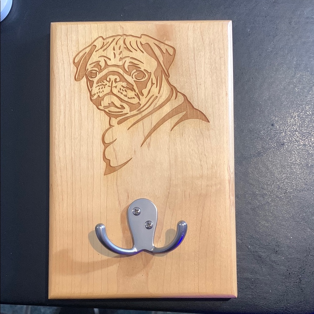 Custom “Pug” Woodwork Coat hanger Plaque